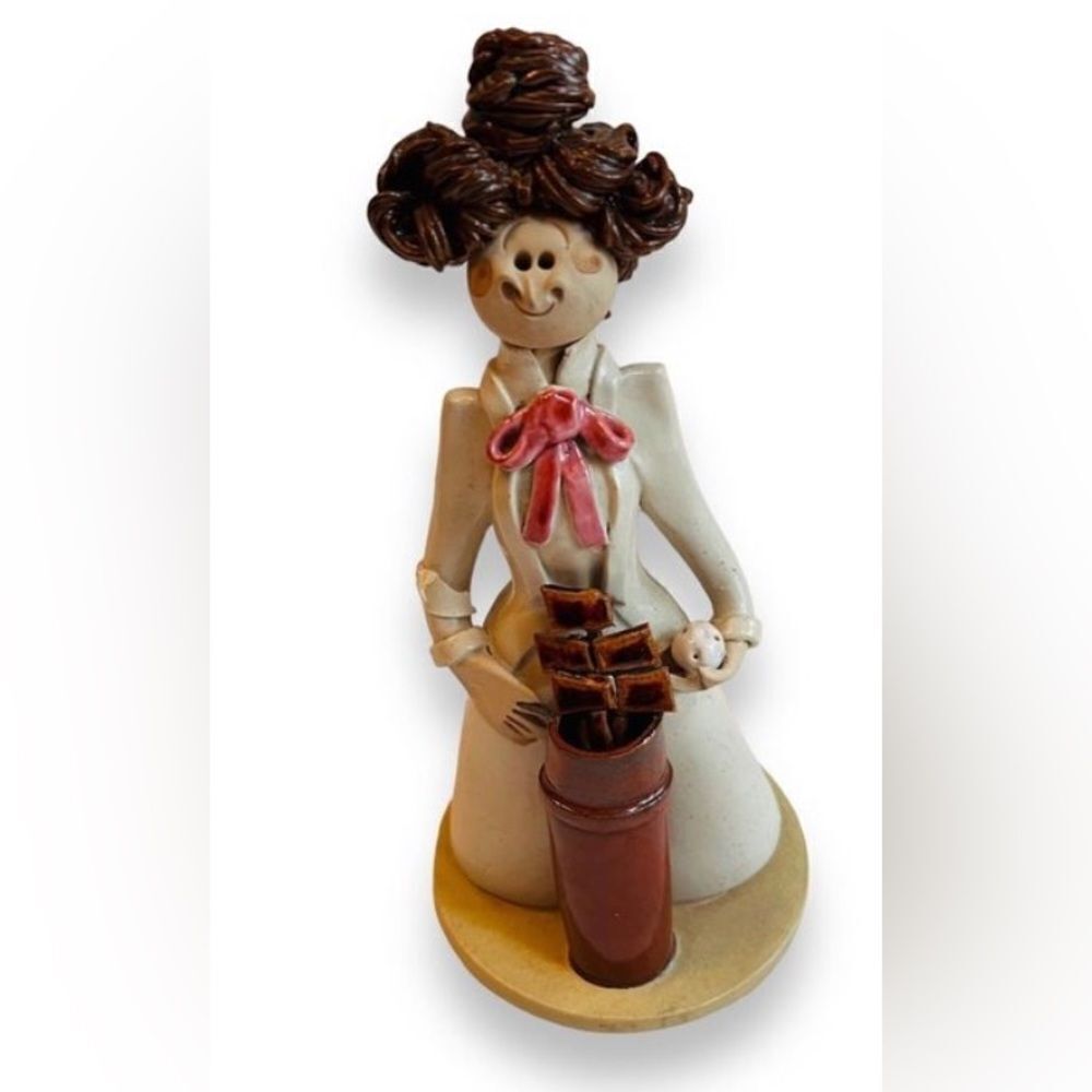 Laura Dunn Figurine Ceramic Woman Golf Clubs